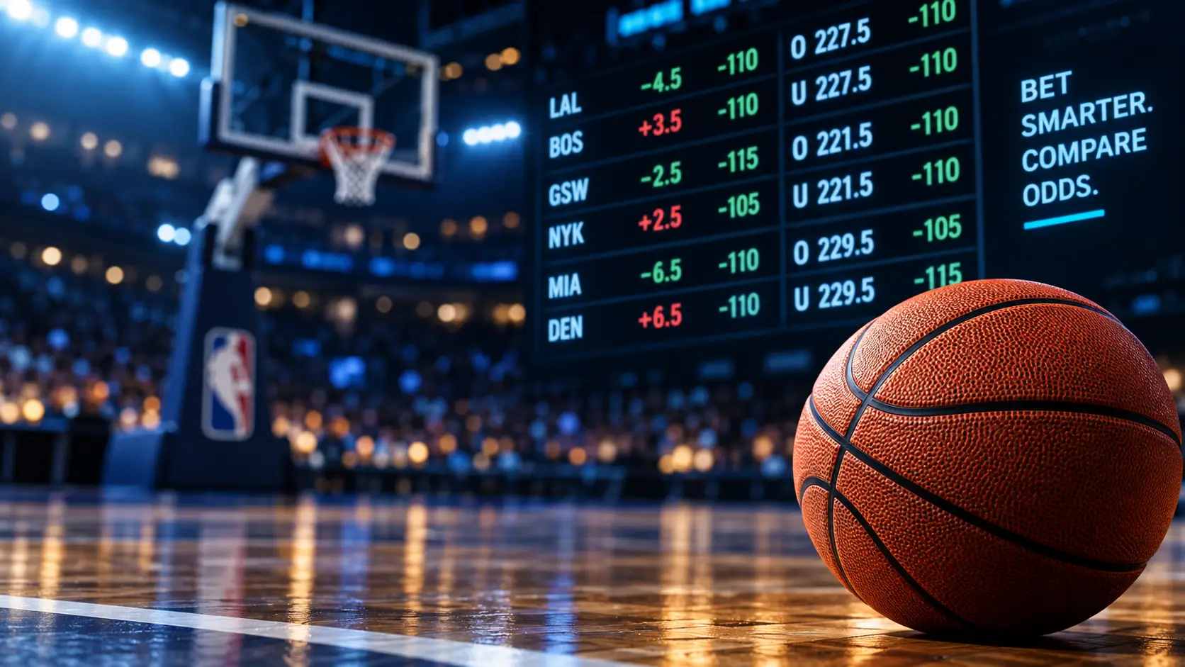 Comparación de cuotas de baloncesto con spreads, moneylines y totales