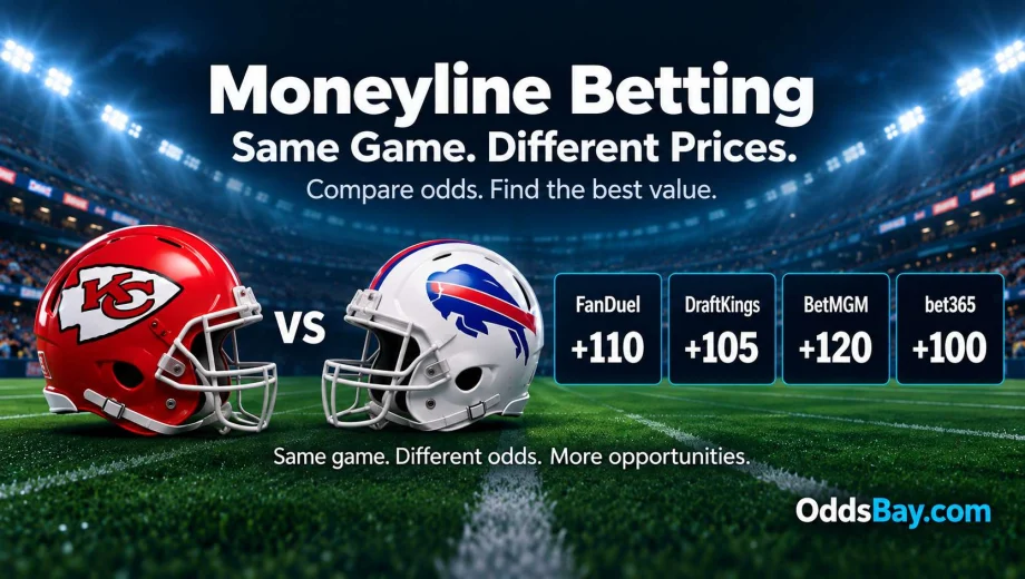 Comparing the same moneyline selection at different sportsbook prices