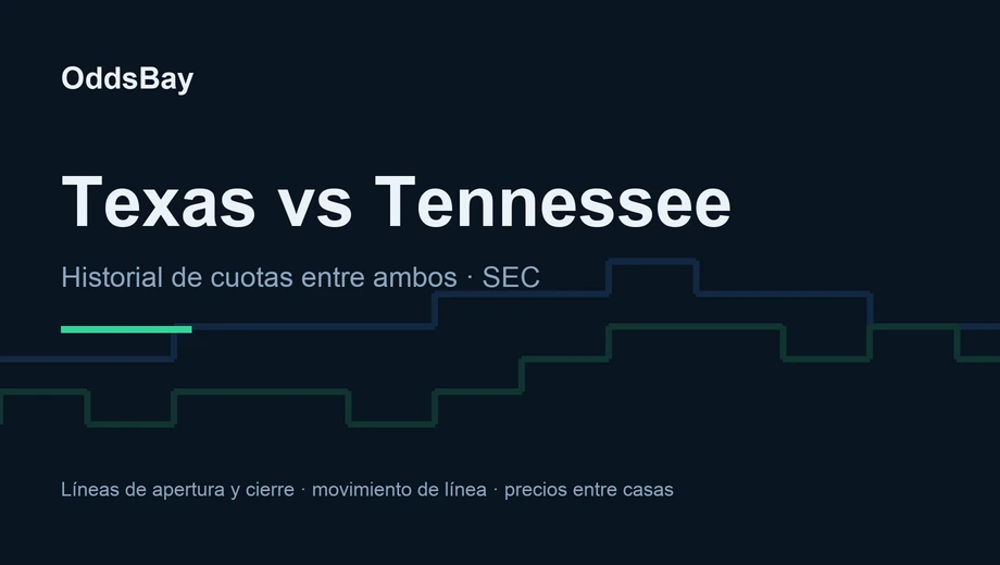 Encabezado de OddsBay para la guía de apuestas de Texas vs Tennessee: historial de cuotas entre ambos, SEC