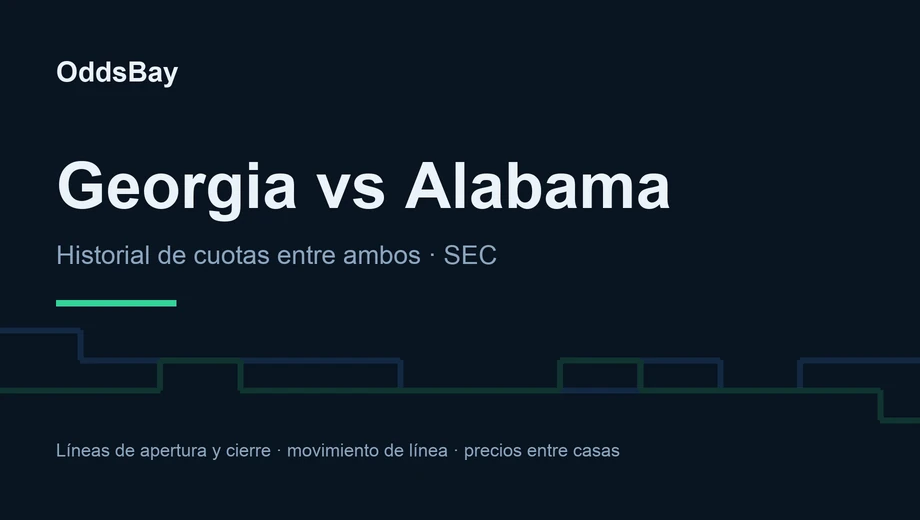 Encabezado de OddsBay para la guía de apuestas de Georgia vs Alabama: historial de cuotas entre ambos, SEC